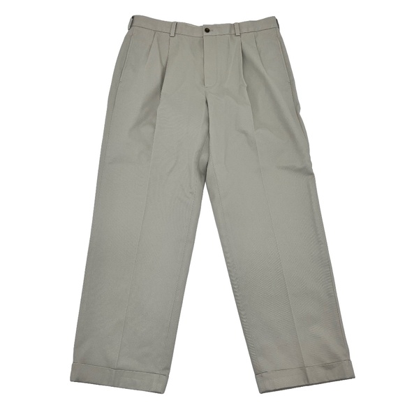 Brooks Brothers Mens 37x30 Advantage Chino Elliot Pants Beige Pleated Front - Picture 1 of 9